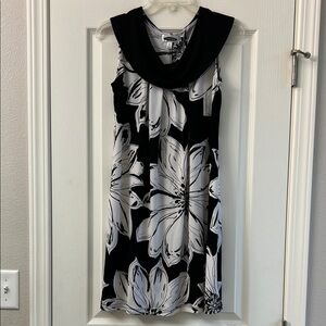Floral Black and White Sleeveless Dress